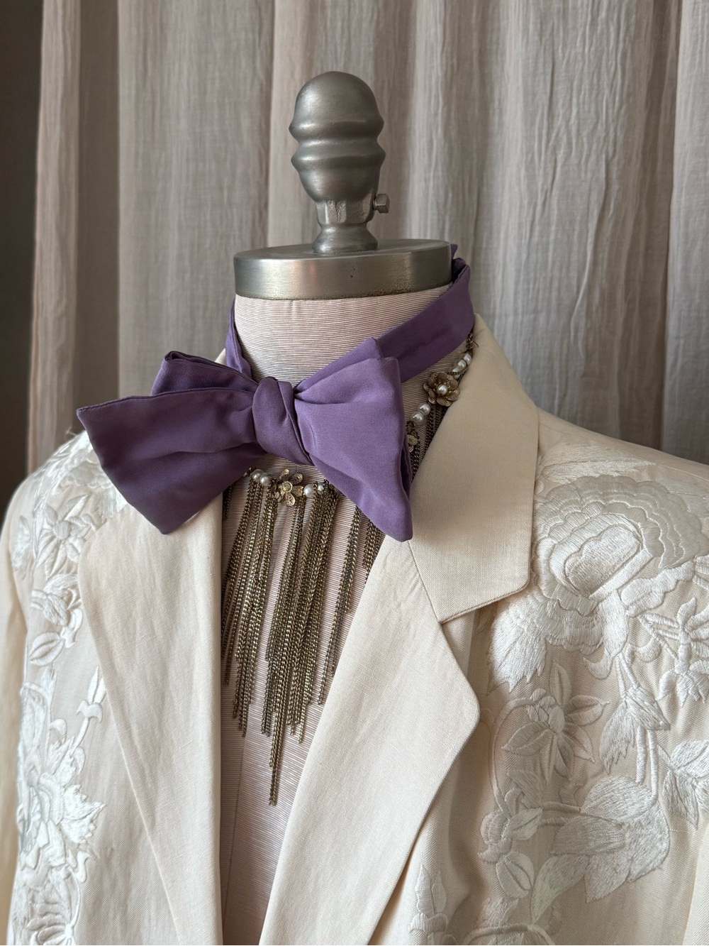Rare Vintage Yves Saint Laurent Silk Bow Tie Made in Italy YSL 70s 80s Designer